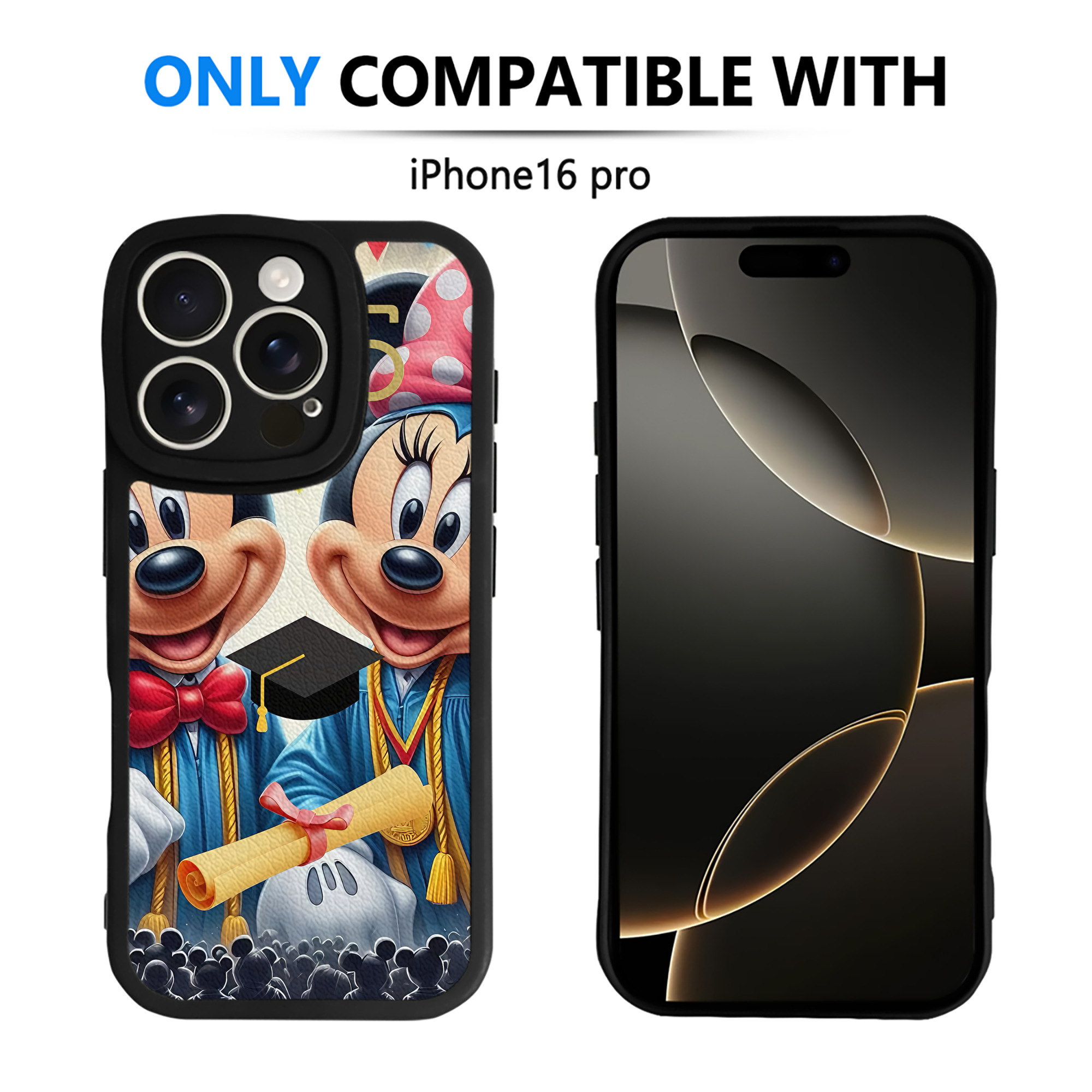 （画像用） ミッキーマウス Mickey Mouse 【iPhone 16シリーズ対応】シリコンスマホケース（レザー調） 材質：シリコン